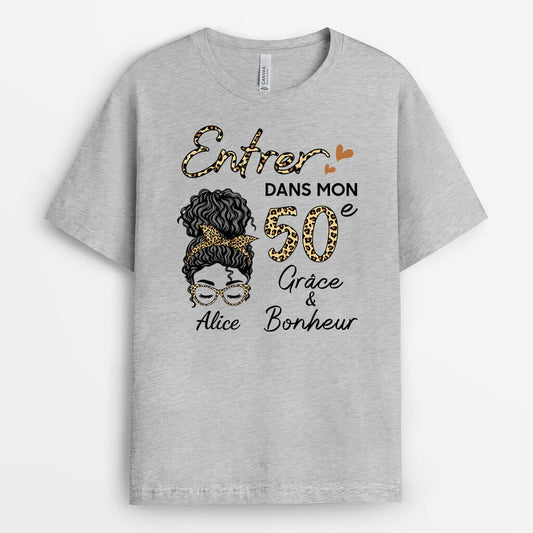 1065AFR2 Cadeau Personnalise T shirt Grace Bonheur Femme Anniversaire