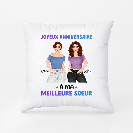 1068AFR1 Cadeau Personnalise Coussin Anniversaire soeur
