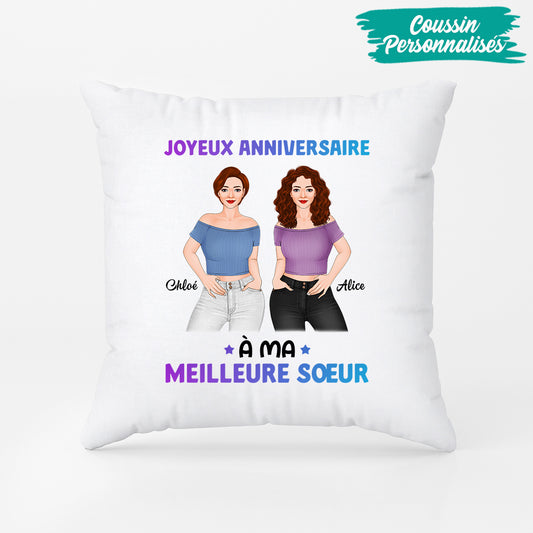1068AFR2 Cadeau Personnalise Coussin Anniversaire soeur