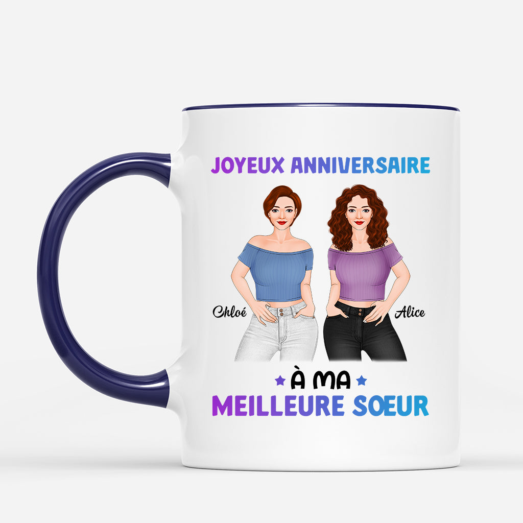 1068AFR2 Cadeau Personnalise Mug Anniversaire soeur