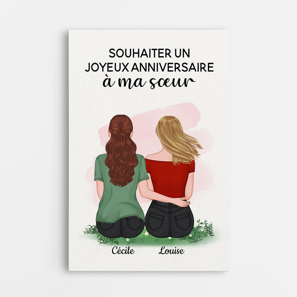 1071CFR1 Cadeau Personnalise Toile Souhaiter Soeur Anniversaire