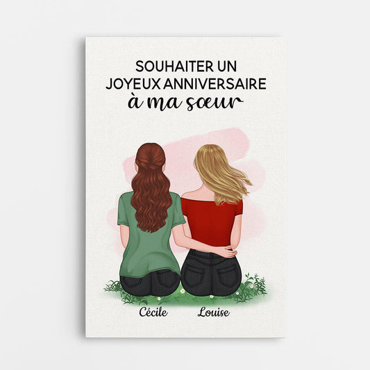 1071CFR1 Cadeau Personnalise Toile Souhaiter Soeur Anniversaire