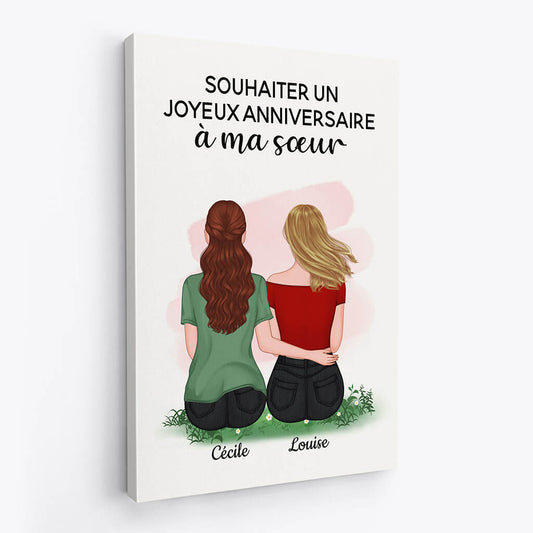 1071CFR2 Cadeau Personnalise Toile Souhaiter Soeur Anniversaire