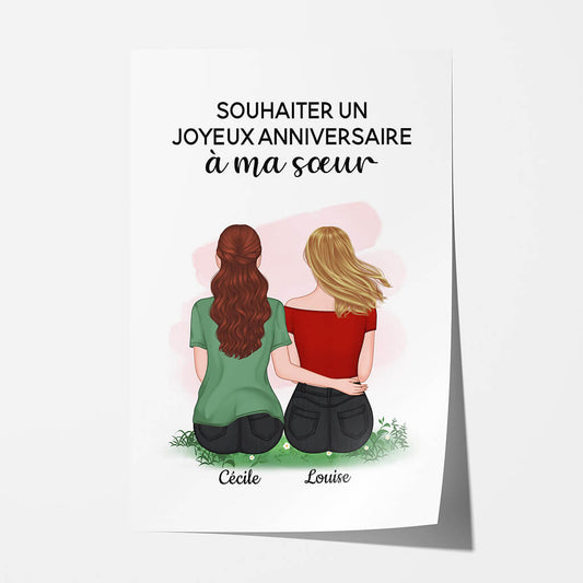 1071SFR1 Cadeau Personnalise Poster Souhaiter Soeur Anniversaire