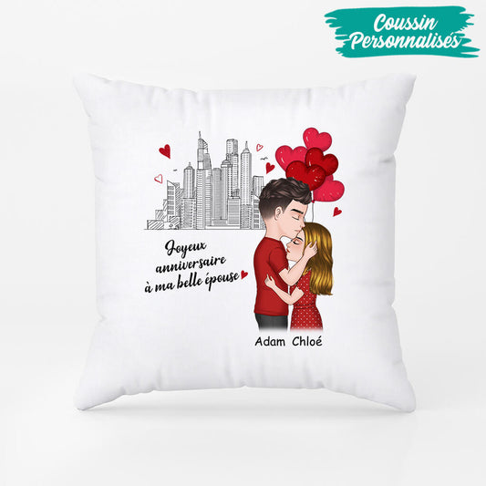 1072PFR2 Cadeau Personnalise Coussin Anniversaire Femme