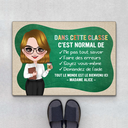 1084DFR1 Cadeau Personnalise Paillasson Normal Classe Professeur