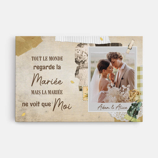 1088CFR1 Cadeau Personnalise Toile Le Monde Mariee Mariage