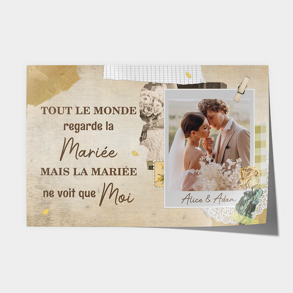 1088SFR1 Cadeau Personnalise Poster Le Monde Mariee Mariage