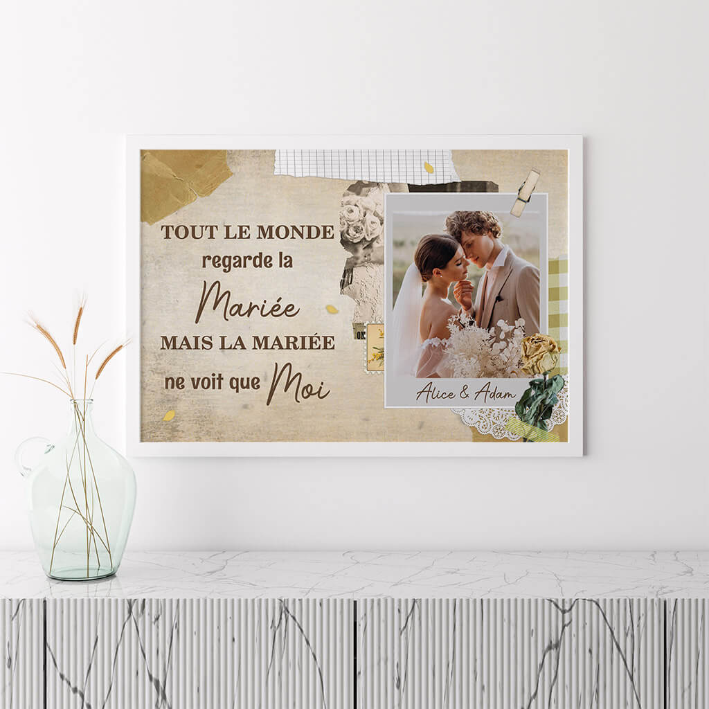 1088SFR3 Cadeau Personnalise Poster Le Monde Mariee Mariage
