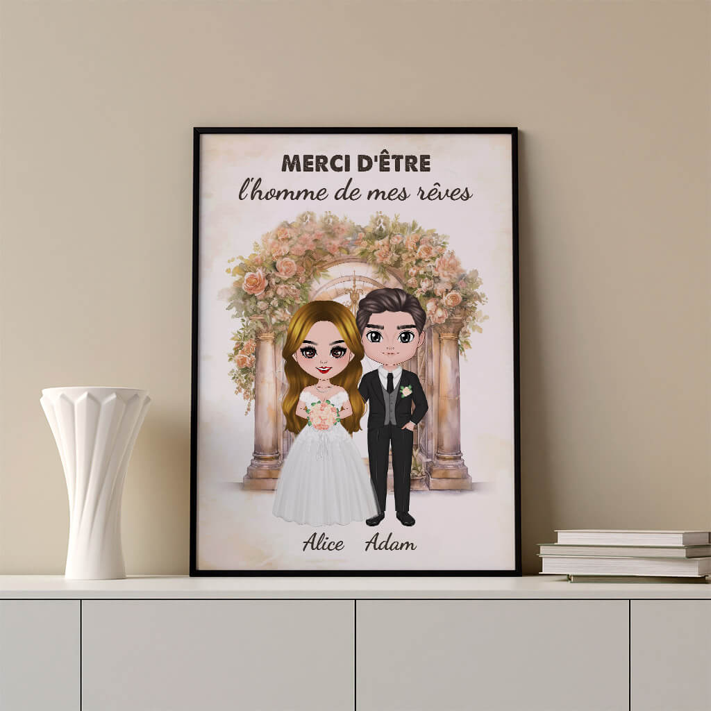 1089SFR3 Cadeau Personnalise Poster Homme Reves Mariage