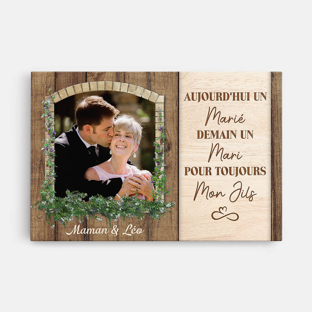 1090CFR1 Cadeau Personnalise Toile Marie Mari Fils Mariage