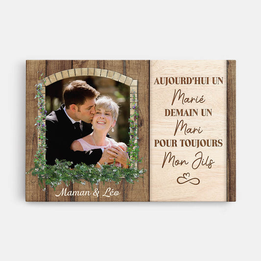 1090CFR1 Cadeau Personnalise Toile Marie Mari Fils Mariage