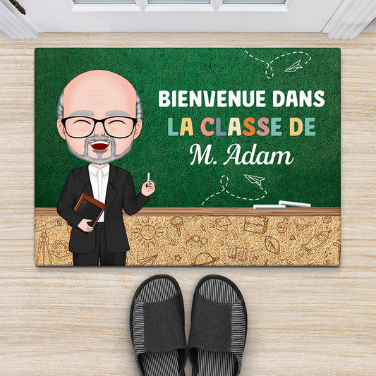 1094DFR2 Cadeau Personnalise Paillasson Bienvenue Classe Professeur