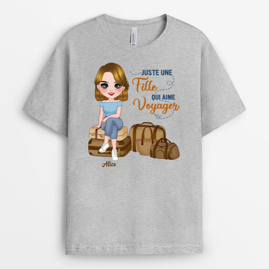 1103AFR1 Cadeau Personnalise T shirt Fille Femme Voyage