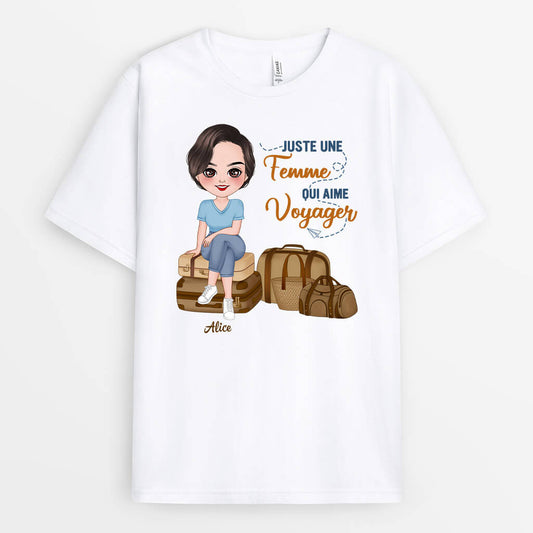 1103AFR2 Cadeau Personnalise T shirt Fille Femme Voyage