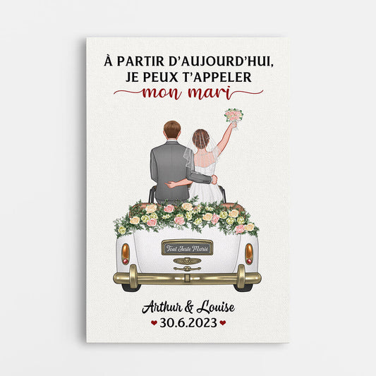 1104CFR1 Cadeau Personnalise Toile Aujourd_hui Mariage Couple Amoureux