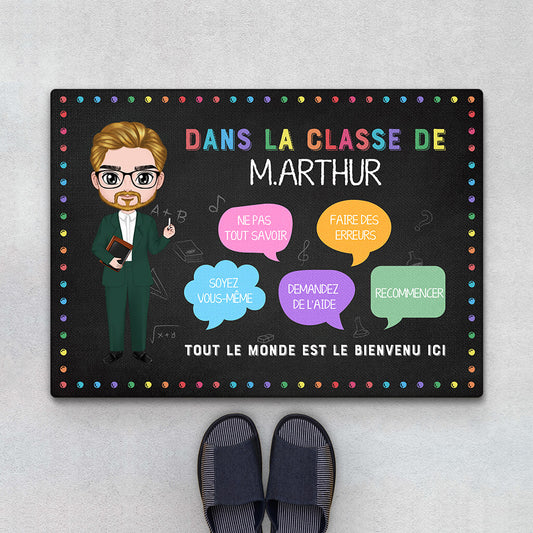 1110DFR1 Cadeau Personnalise Paillasson Recommencez Professeur