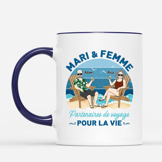 1116MFR2 Cadeau Personnalise Mug Mari Femme Voyage Couple Amoureux