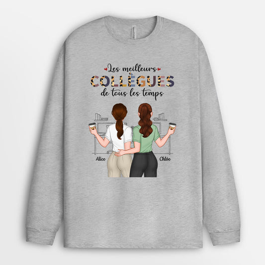 1121NFR1 Cadeau Personnalise Manches Longues Meilleurs Collegues Collegue