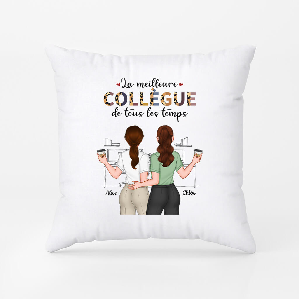1121PFR1 Cadeau Personnalise Coussin Meilleurs Collegues Collegue
