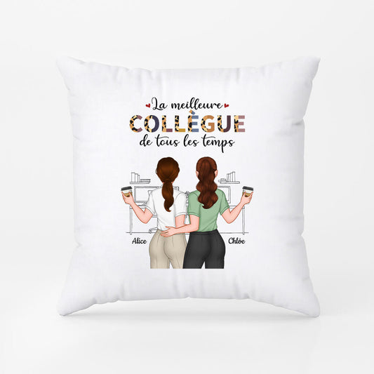 1121PFR1 Cadeau Personnalise Coussin Meilleurs Collegues Collegue