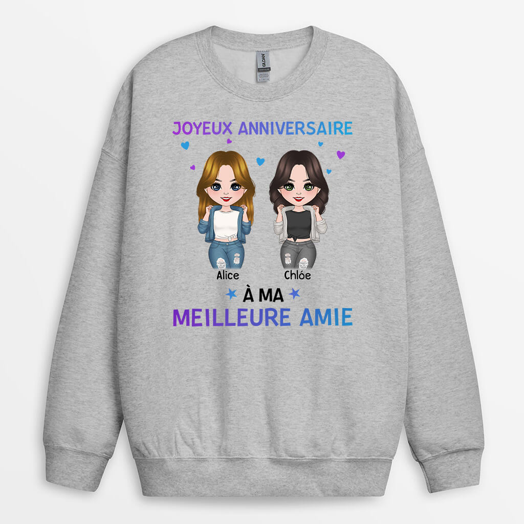 1126WFR2 Cadeau Personnalise Sweat shirt Joyeux Anniversaire Meilleure Amie Anniversaire_c0dac3e1 c2d5 4c64 aa5d c20663645c41