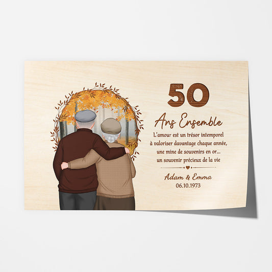 1130SFR1 Cadeau Personnalise Poster Ensemble Amour Tresor Couple Anniversaire de Mariage