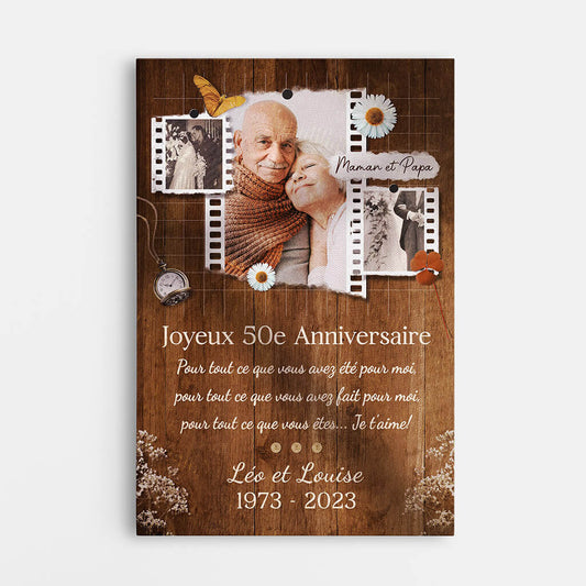 1132CFR1 Cadeau Personnalise Toile Maman Papa Joyeux Anniversaire Couple Anniversaire de Mariage