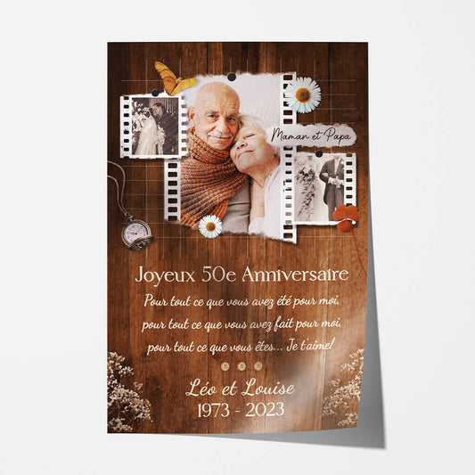 1132SFR1 Cadeau Personnalise Poster Maman Papa Joyeux Anniversaire Couple Anniversaire de Mariage