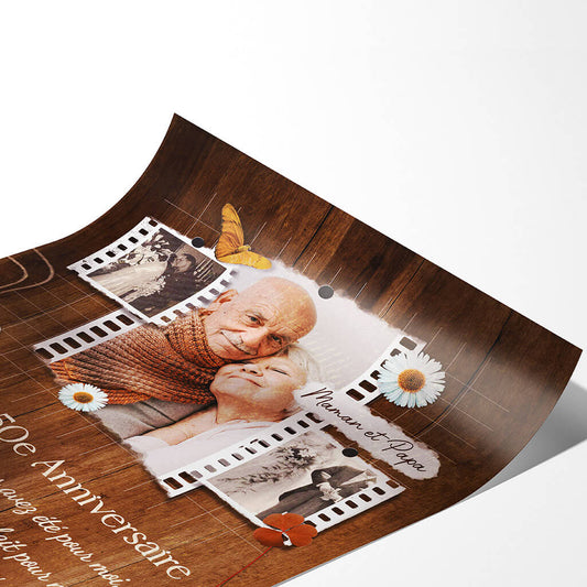 1132SFR2 Cadeau Personnalise Poster Maman Papa Joyeux Anniversaire Couple Anniversaire de Mariage
