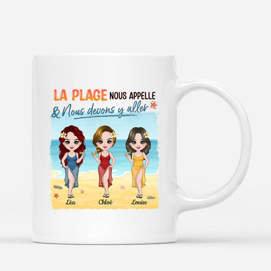 1133MFR1 Cadeau Personnalise Mug Plage Appel Voyage