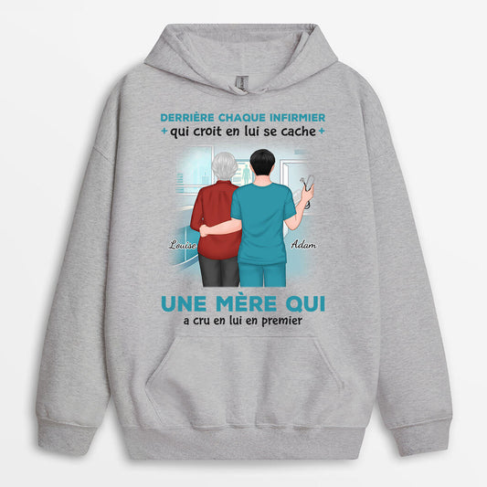 1146HFR1 Cadeau Personnalise Sweat a Capuche Derriere Infirmier Mere