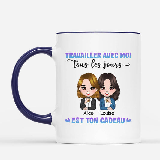 1157MFR2 Cadeau Personnalise Mug Travailler Avec Moi Tous Les Jours Cadeau Collegues