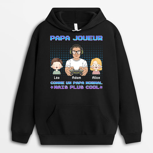 1160HFR2 Cadeau Personnalise Sweat a Capuche Papa Joueur Pere