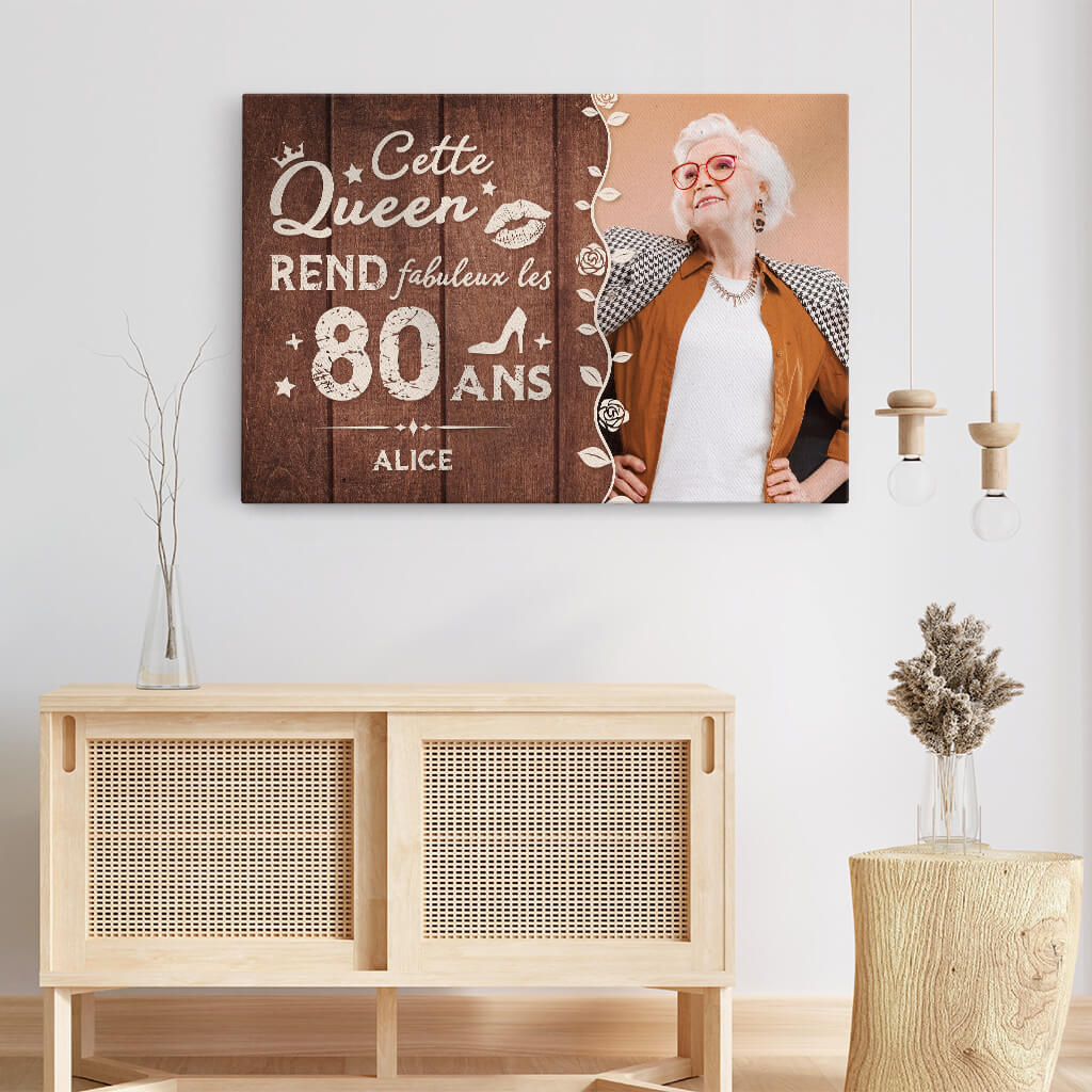 1165CFR3 Cadeau Personnalise Toile Queen Fabuleux 80 Ans Mamie_da413169 a3f4 442e 9f7a 08d690b6e655