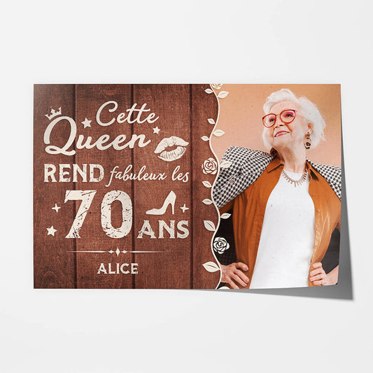 1165SFR1 Cadeau Personnalise Poster Queen Fabuleux 70 Ans Mamie