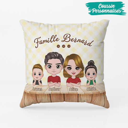 1178PFR2 Cadeau Personnalise Coussin Nom Famille