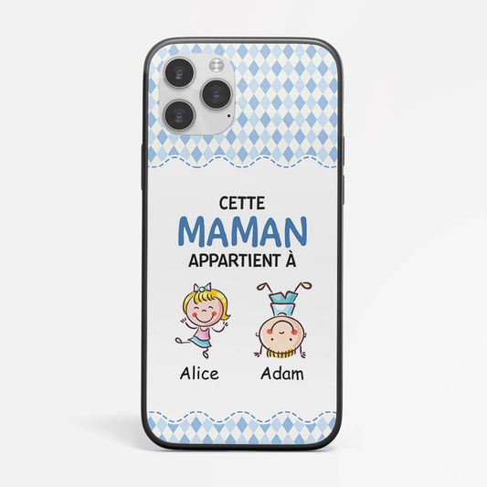 1203FFR1 Cadeau Personnalise Coque Telephone Maman Appartient Mere
