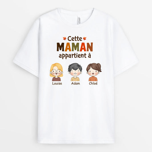 1215AFR1 Cadeau Personnalise T shirt Appartient Mamie Maman