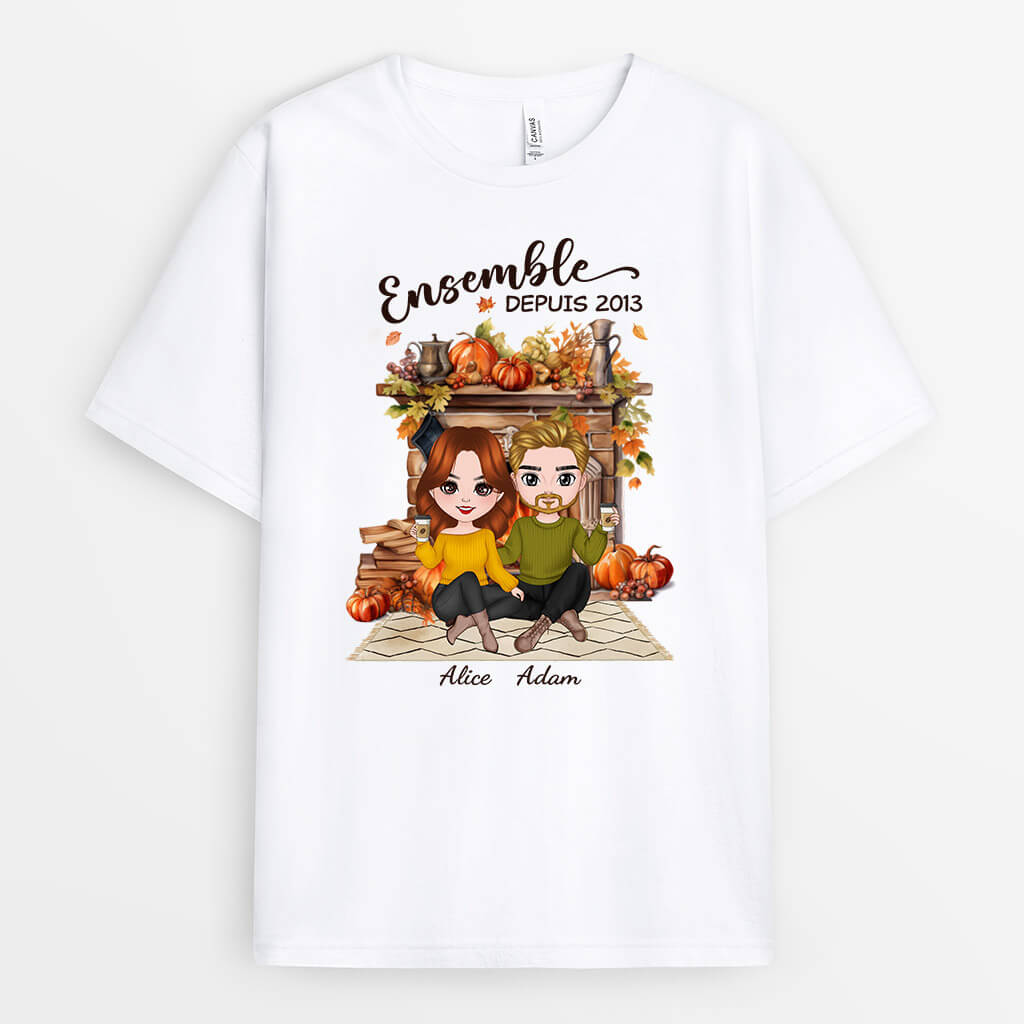 1220AFR1 Cadeau Personnalise T shirt Ensemble Couple Amoureux
