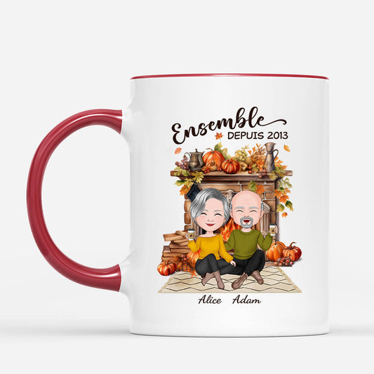 1220MFR2 Cadeau Personnalise Mug Ensemble Couple Amoureux