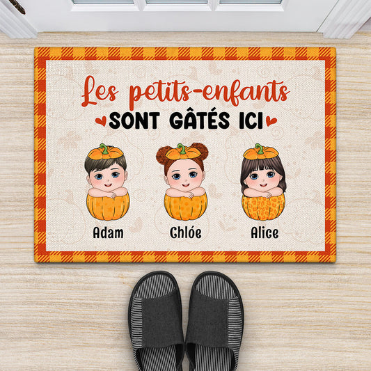 1226DFR2 Cadeau Personnalise Paillasson Petits Enfants Gates Grands parents