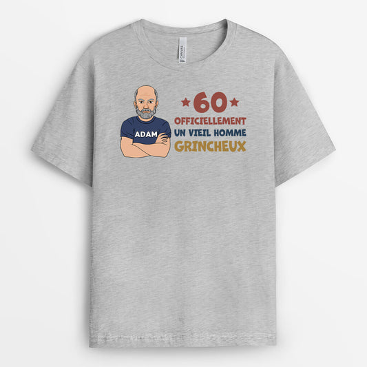 1239AFR2 t shirt 60 officiellement un vieil homme grincheux personnalise