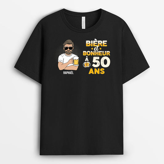 1243AFR1 t shirt homme personnalise biere et bonheur 1243aki8b