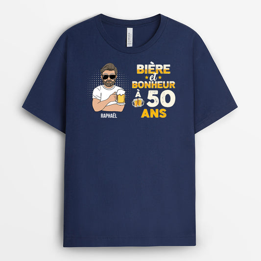 1243AFR2 t shirt homme personnalise biere et bonheur 1243aki8b