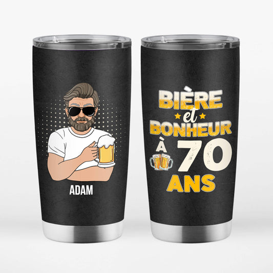 1243TFR1 mug isotherme acclamations et biere anniversaire de 70 ans personnalise