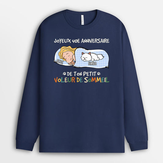 1246NFR2 manches longues joyeux 50e anniversaire petit voleur de sommeil personnalise