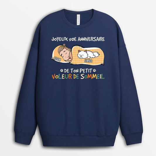 1246WFR2 sweatshirt joyeux 30e anniversaire petit voleur de sommeil personnalise