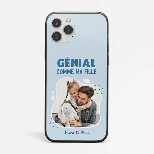 1255FFR1 coque de telephone iphone 14 vintage fond noir genial comme ma fille mon fils mes enfants personnaliseee