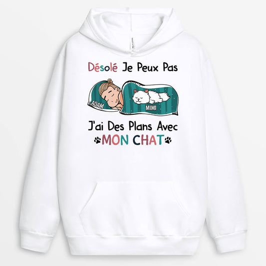 1287HFR1 sweat a capuche jai des plans avec mon chat personnalise